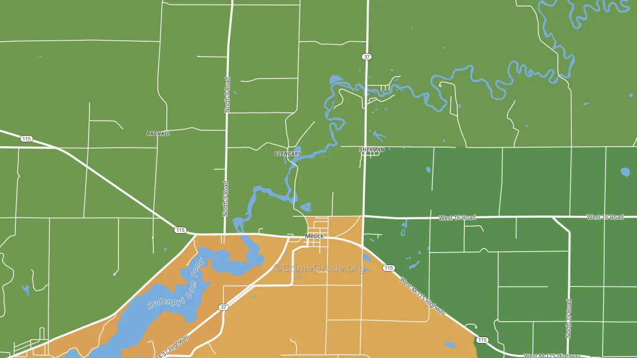 Sherman, MI Map of Robbery Rates