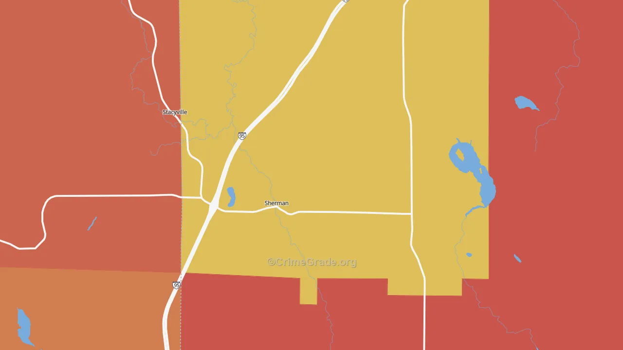 Sherman Mills, ME Map of Robbery Rates