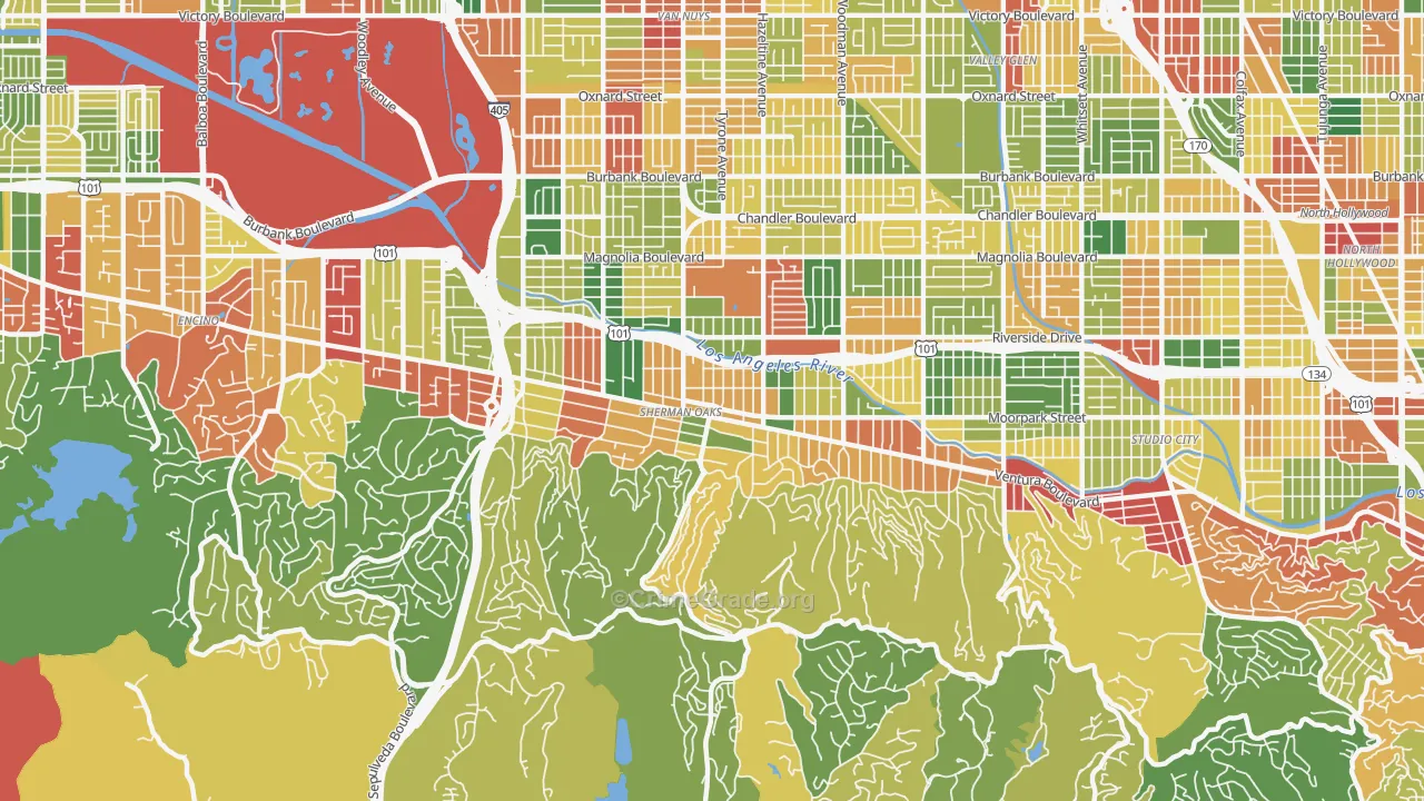 Sherman Oaks, CA Map of Robbery Rates