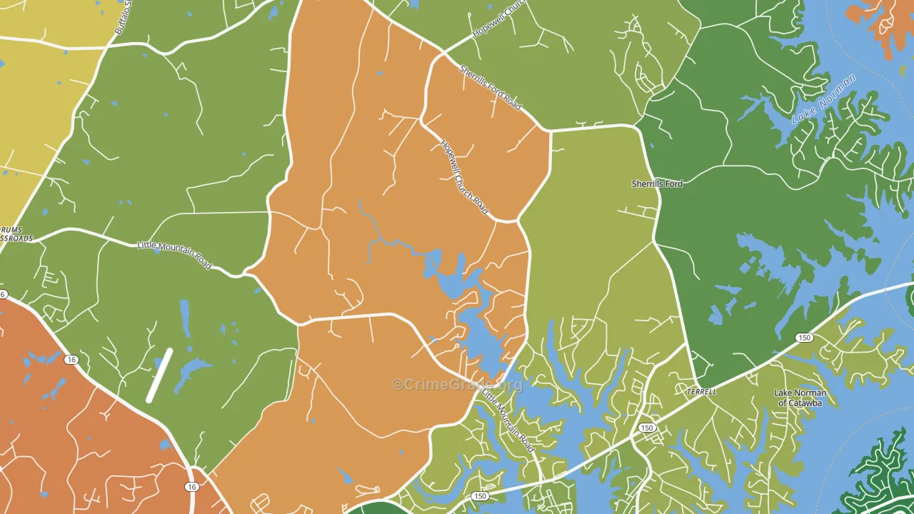 Sherrills Ford, NC Map of Robbery Rates