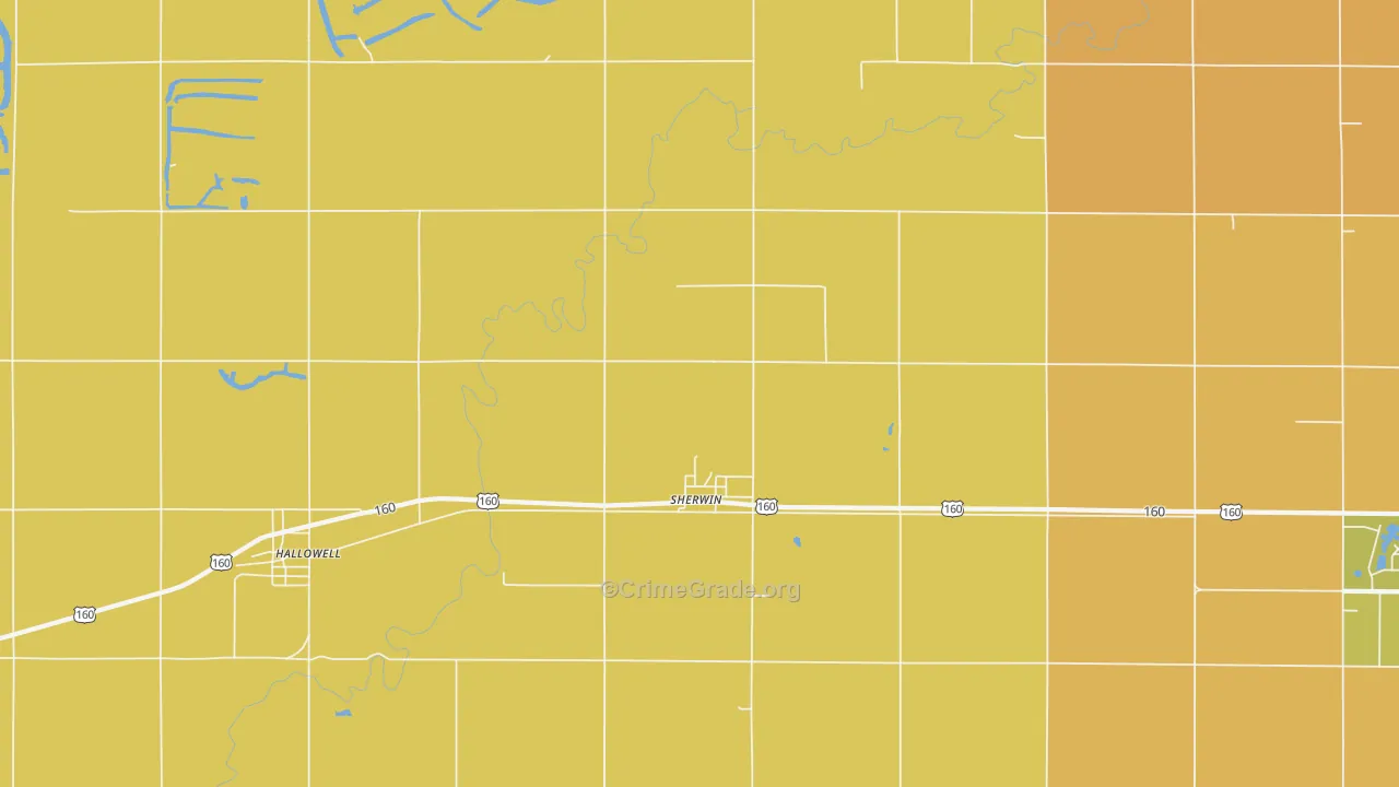 Sherwin, KS Map of Robbery Rates