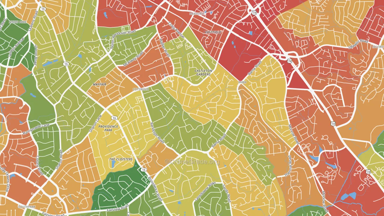 Sherwood Forest, Charlotte, NC Map of Robbery Rates