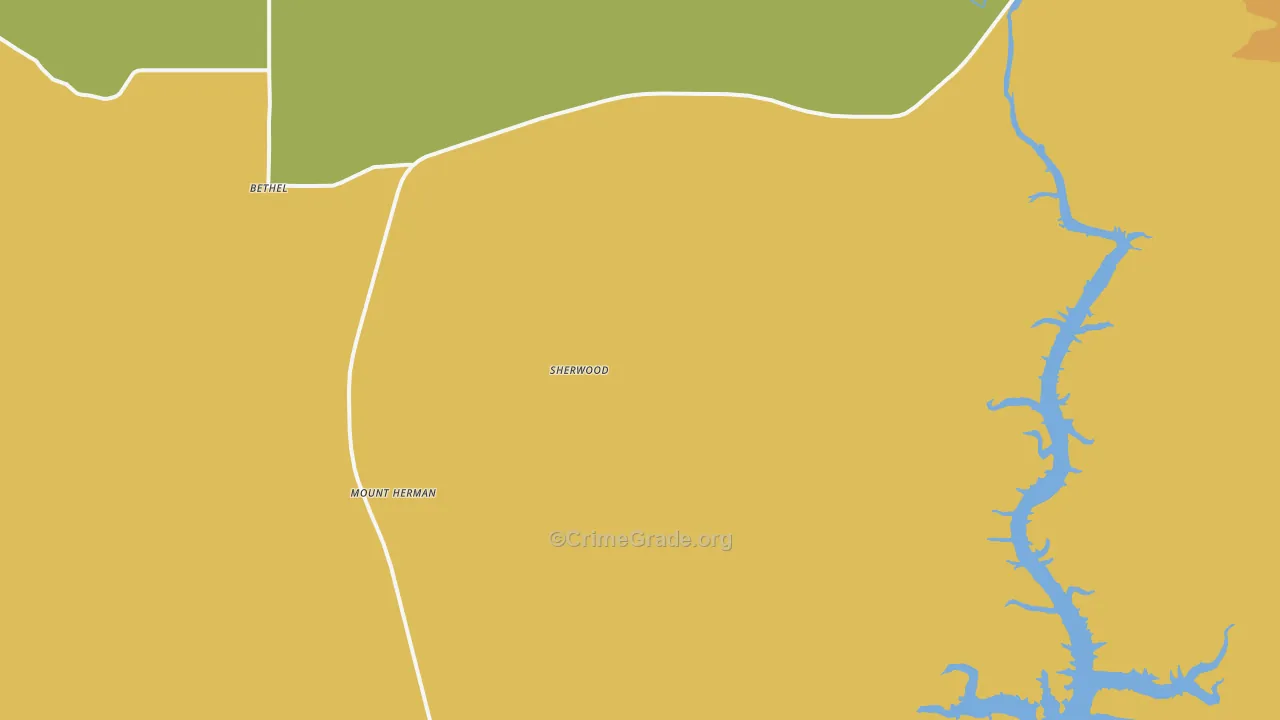Sherwood, OK Map of Robbery Rates