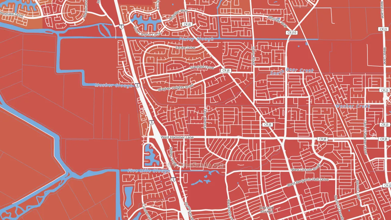 Sherwoods Manor, Stockton, CA Map of Robbery Rates