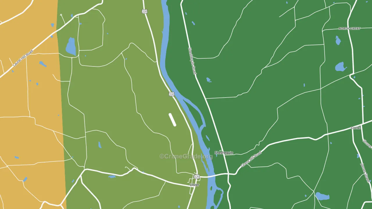 Sheshequin, PA Map of Robbery Rates