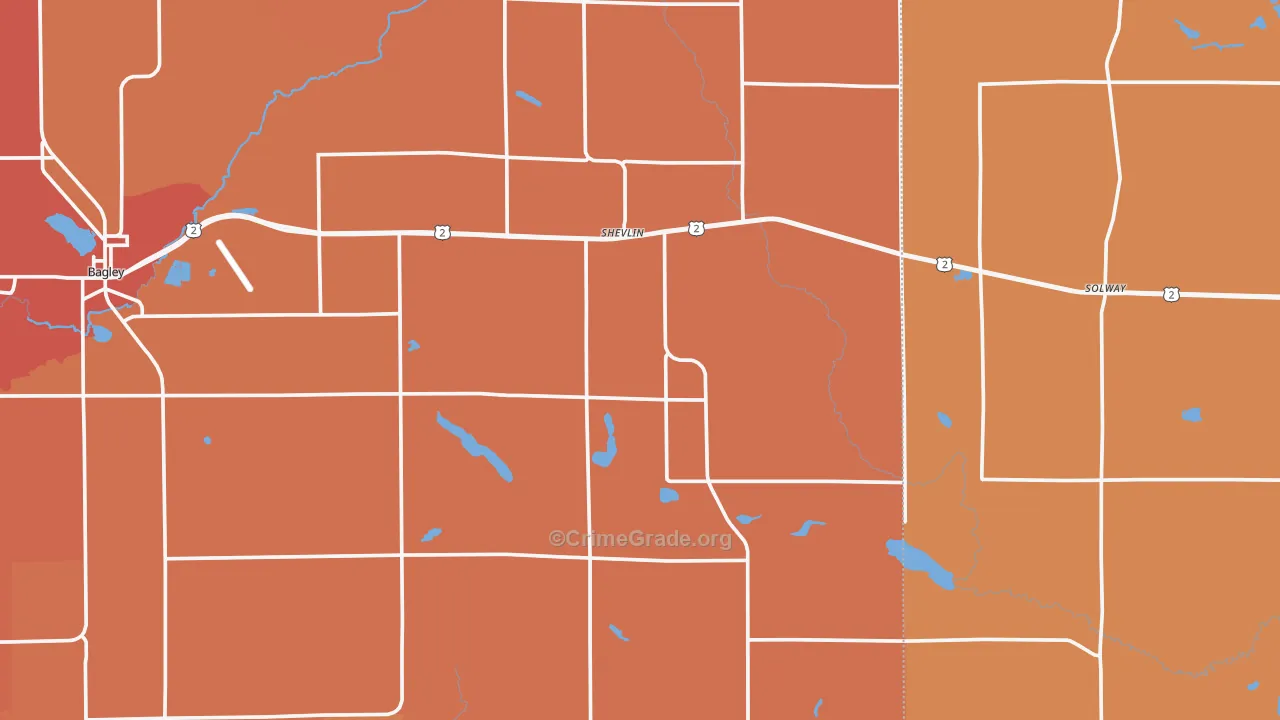 Shevlin, MN Map of Robbery Rates