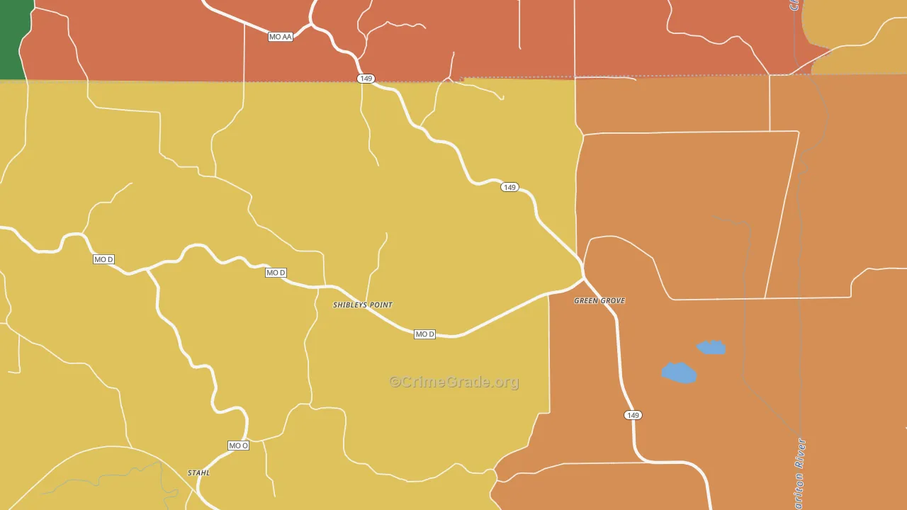 Shibleys Point, MO Map of Robbery Rates