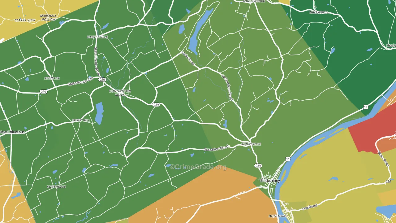 Shickshinny, PA Map of Robbery Rates