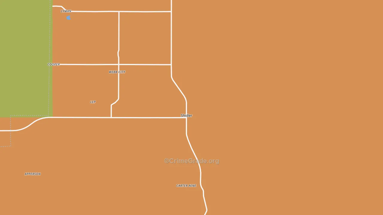 Shidler, OK Map of Robbery Rates