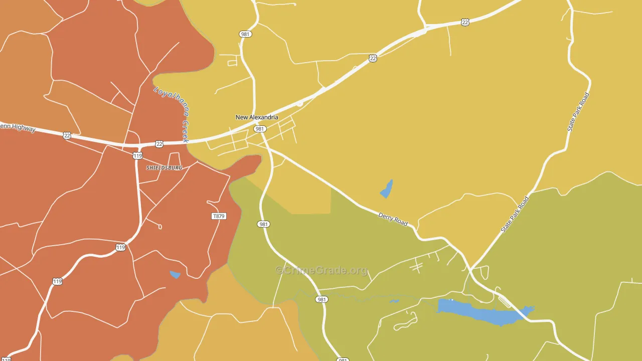 Shieldsburg, PA Map of Robbery Rates