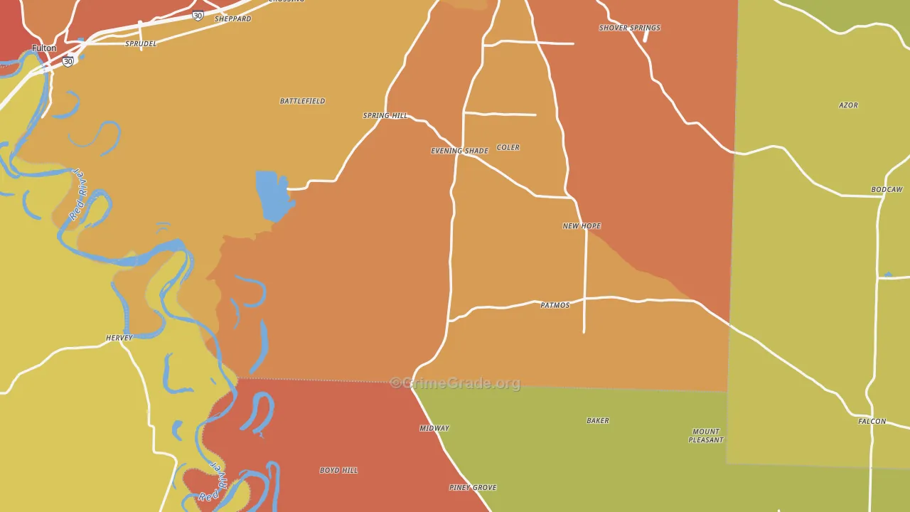 Shiloh, AR Map of Robbery Rates