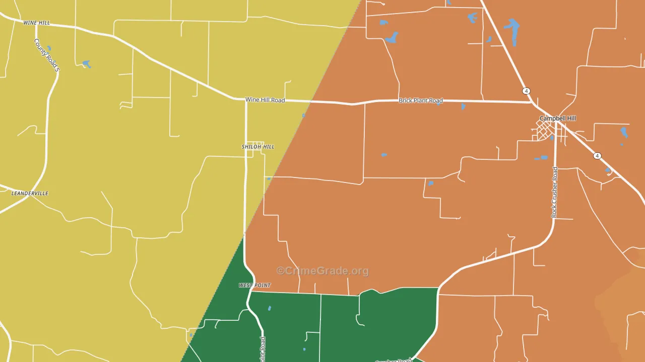 Shiloh Hill, IL Map of Robbery Rates