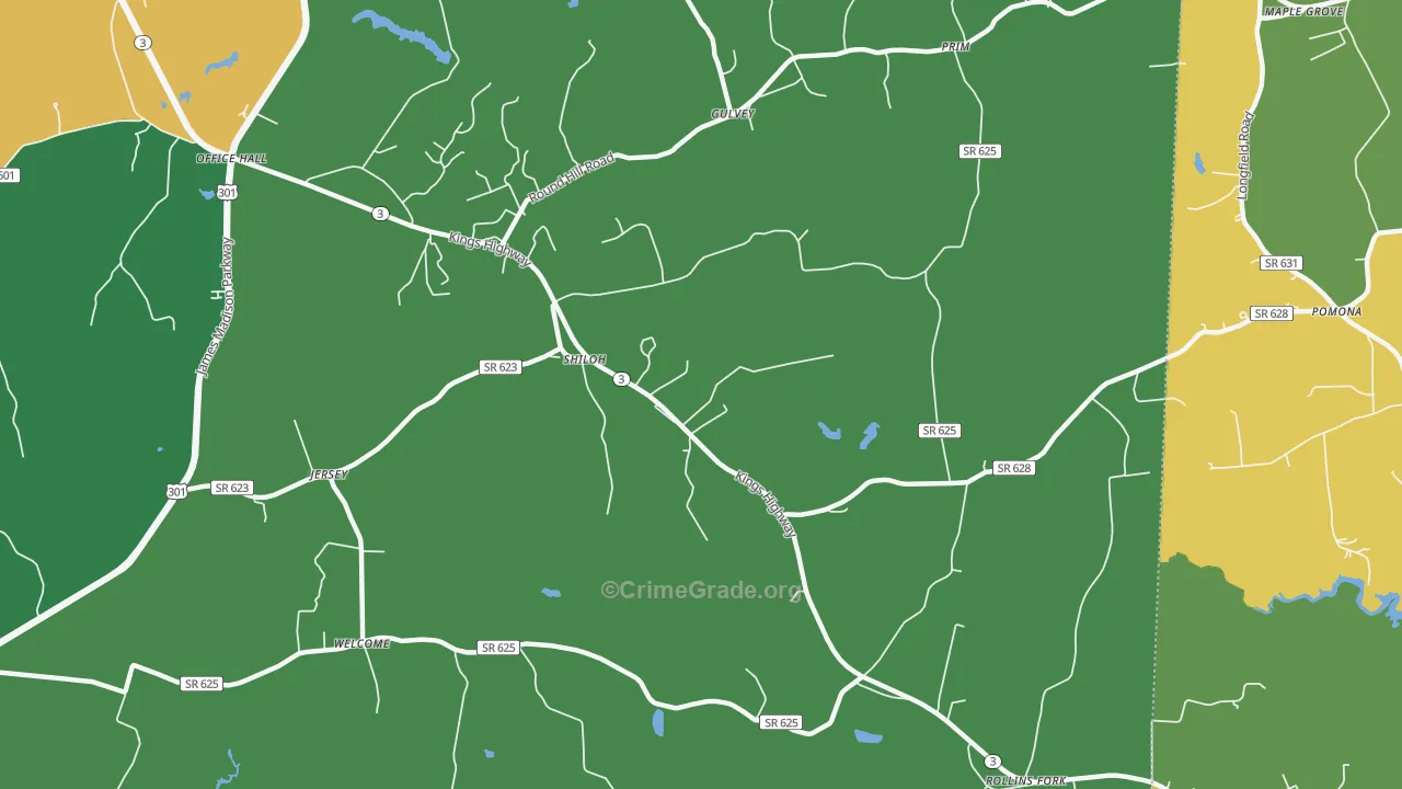 Shiloh, VA Map of Robbery Rates