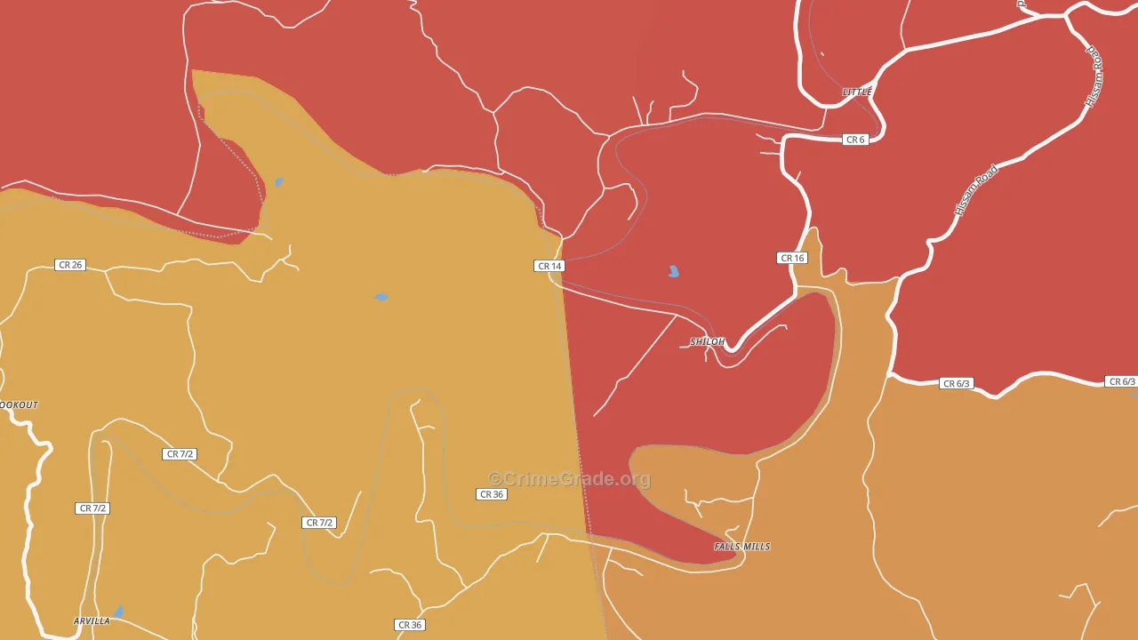 Shiloh, WV Map of Robbery Rates
