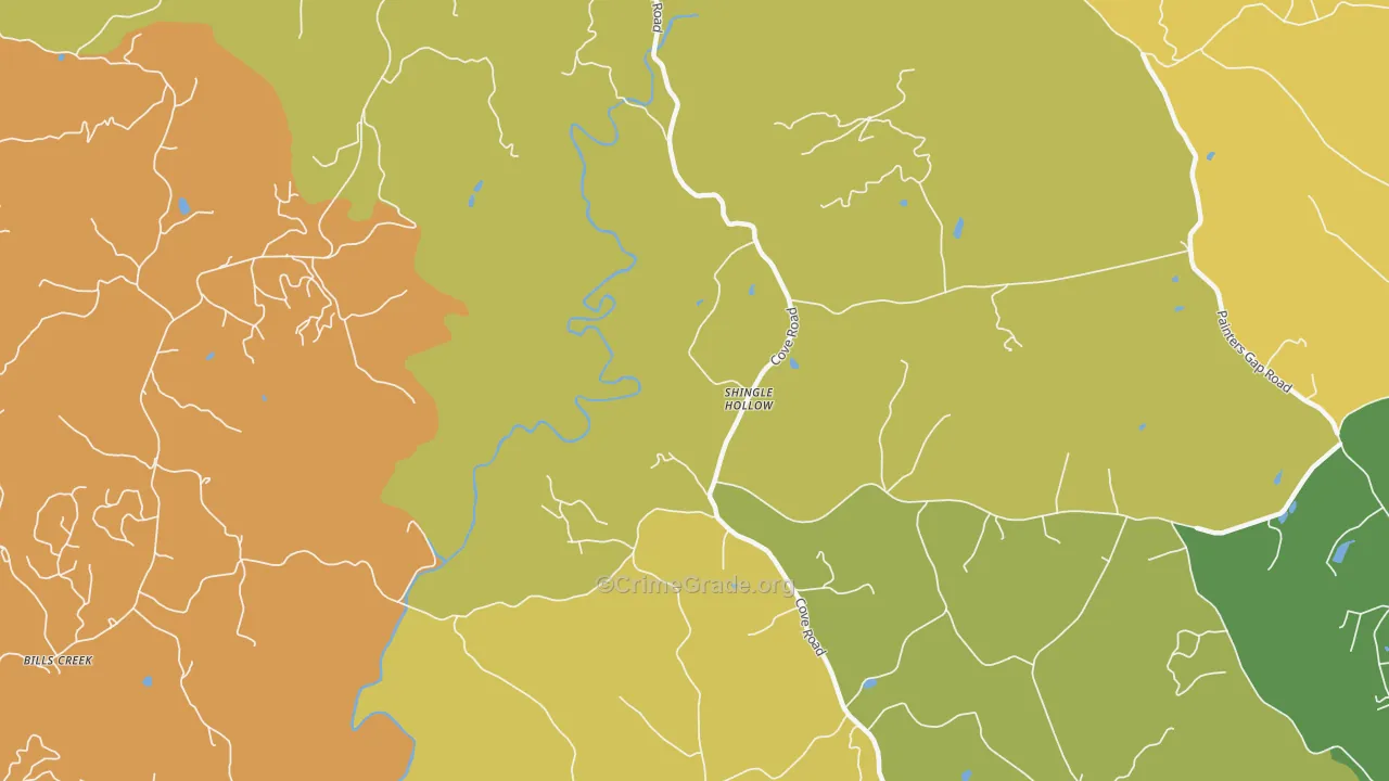 Shingle Hollow, NC Map of Robbery Rates