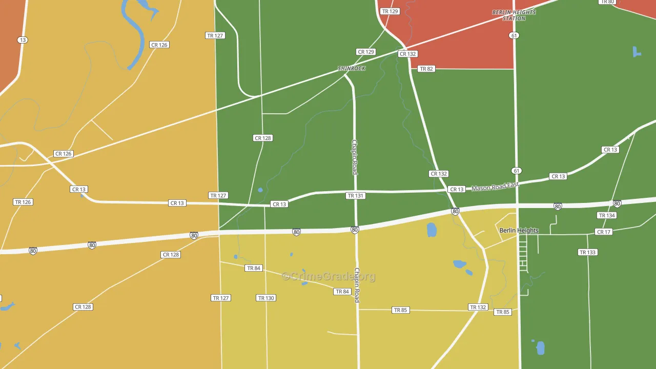 Shinrock, OH Map of Robbery Rates
