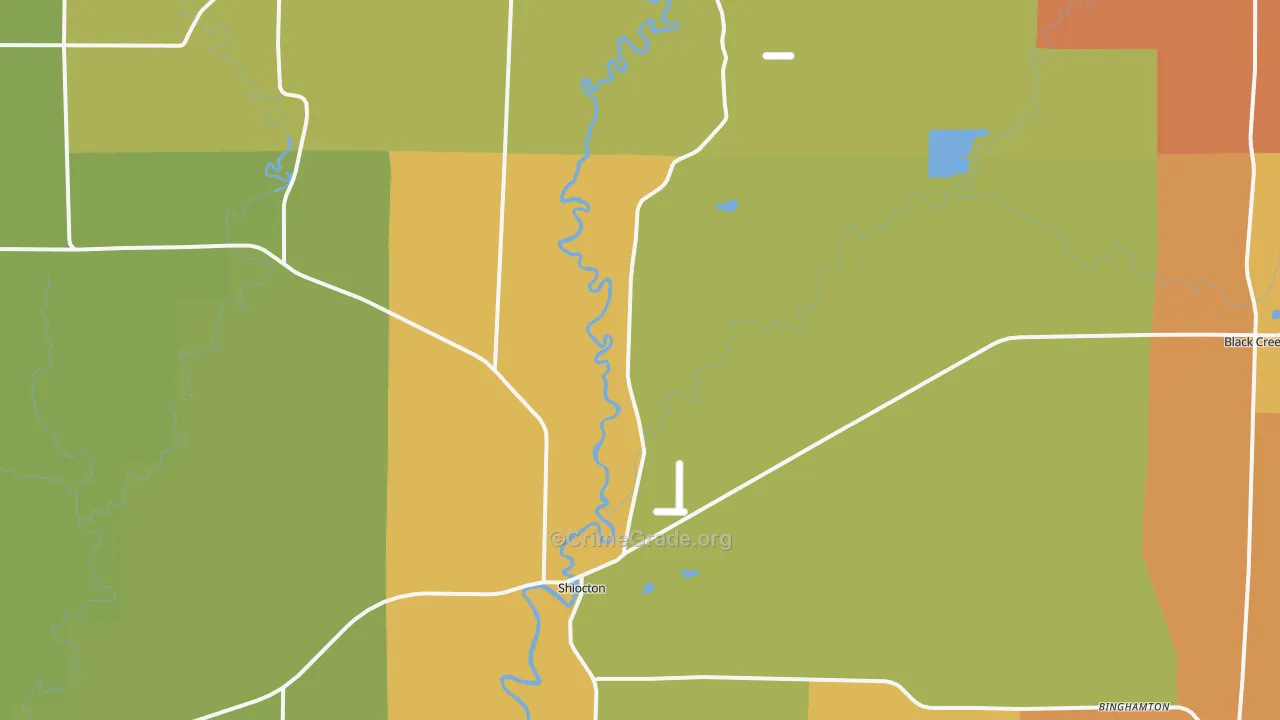 Shiocton, WI Map of Robbery Rates