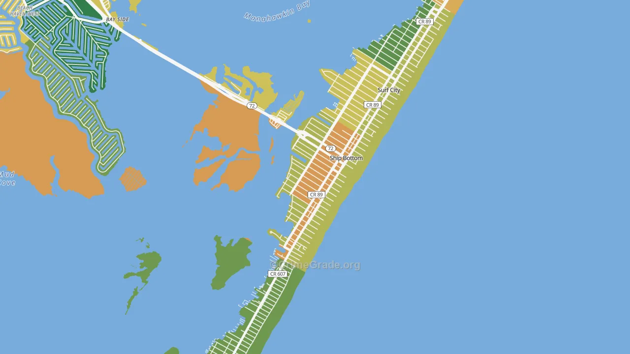 Ship Bottom, NJ Map of Robbery Rates
