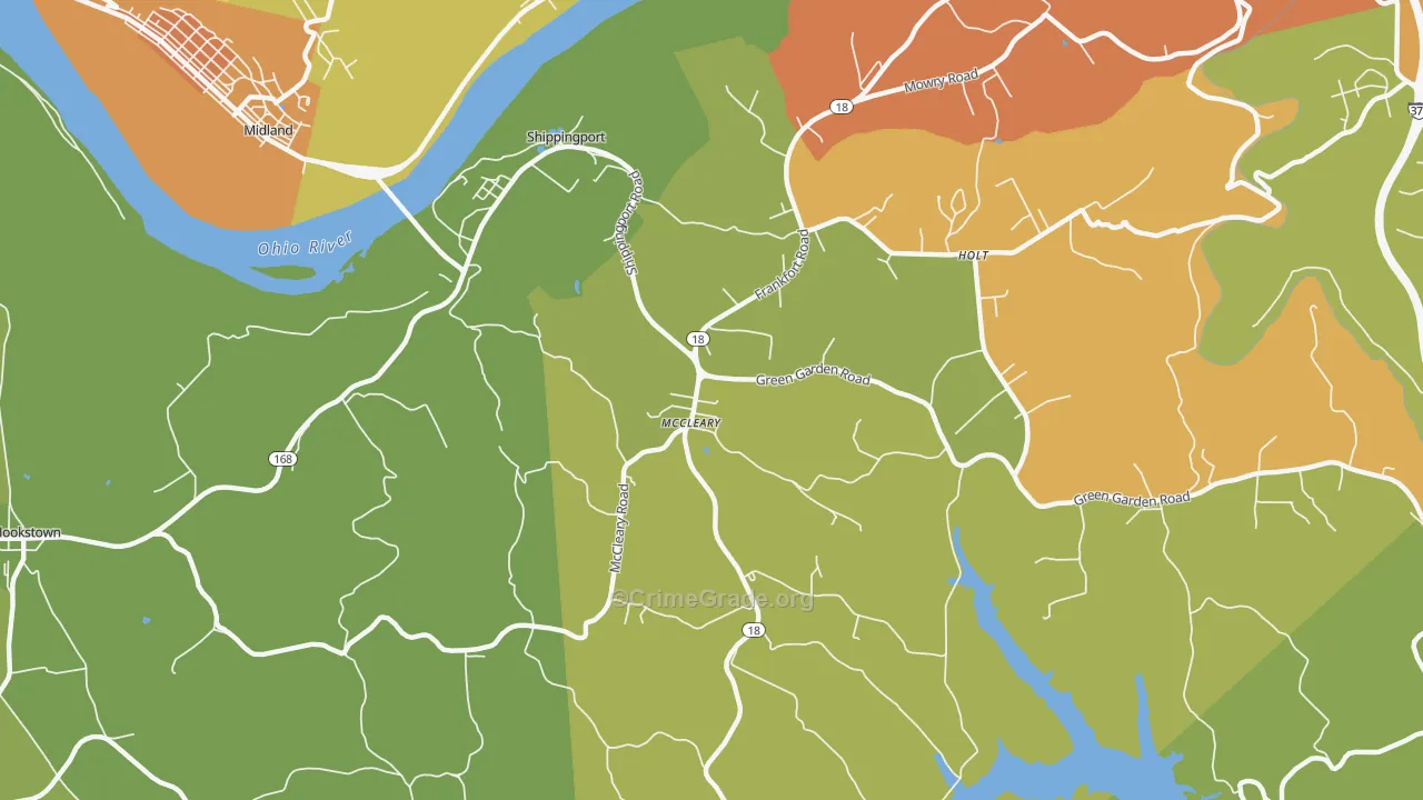 Shippingport, PA Map of Robbery Rates