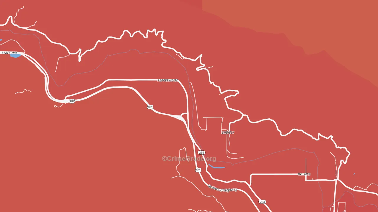 Shively, CA Map of Robbery Rates