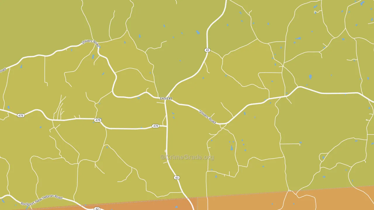 Shivers, MS Map of Robbery Rates