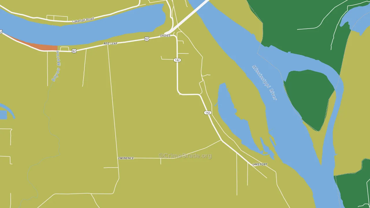 Shives, AR Map of Robbery Rates
