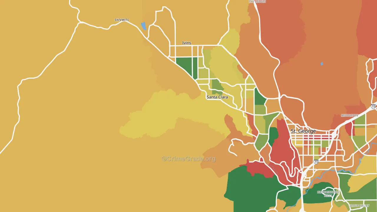 Shivwits, UT Map of Robbery Rates
