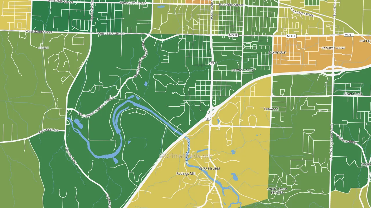 Shoal Creek Drive, MO Map of Robbery Rates