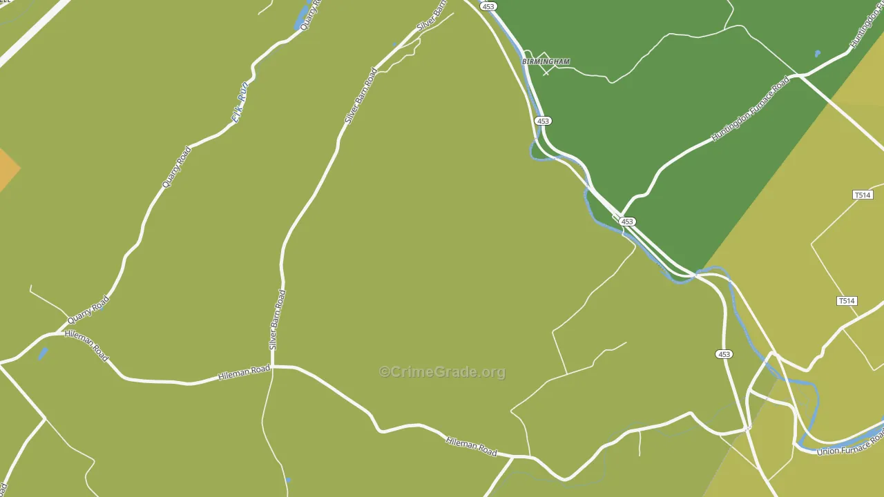 Shoenberger, PA Map of Robbery Rates