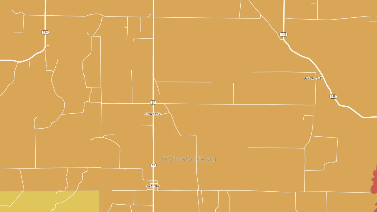 Shoffner, AR Map of Robbery Rates