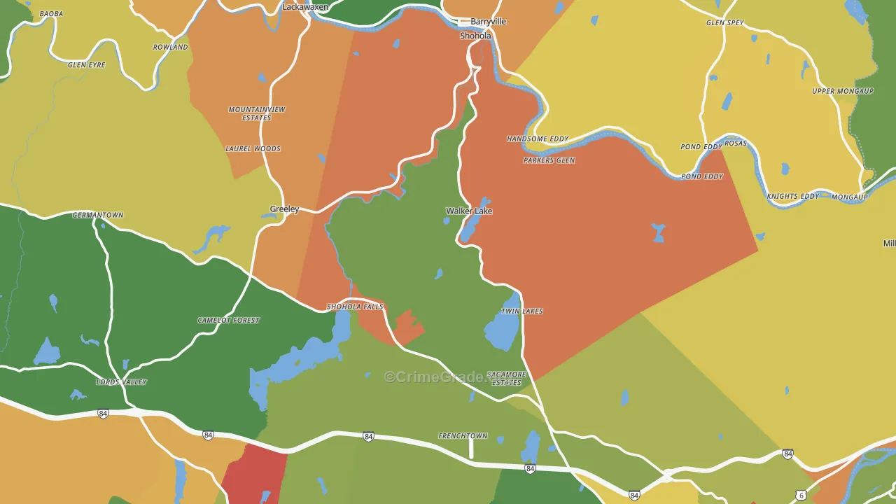 Shohola, PA Map of Robbery Rates