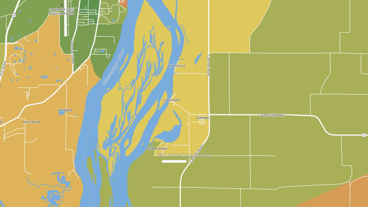 Shokokon, IL Map of Robbery Rates