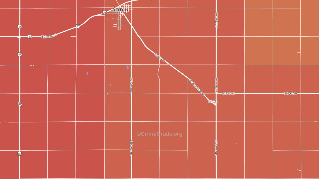 Sholes, NE Map of Robbery Rates