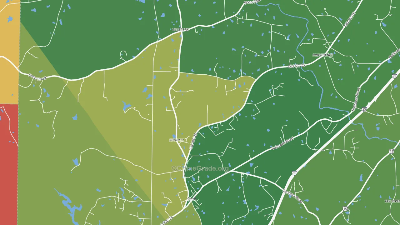 Shoofly, NC Map of Robbery Rates