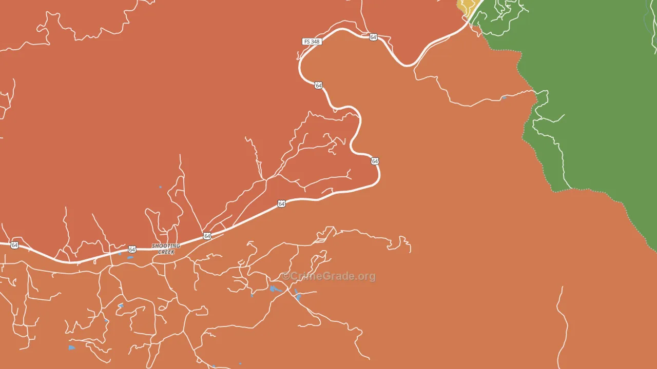 Shooting Creek, NC Map of Robbery Rates