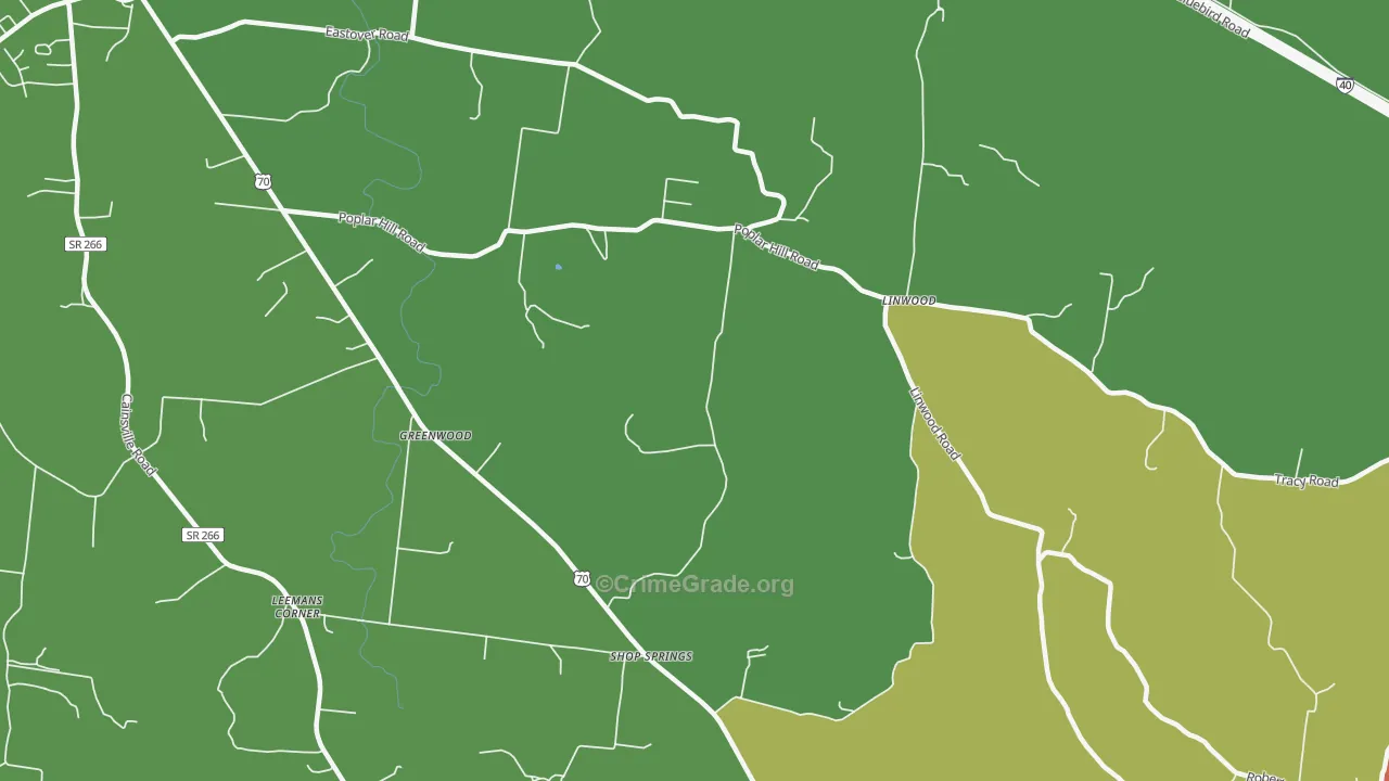 Shop Springs, TN Map of Robbery Rates
