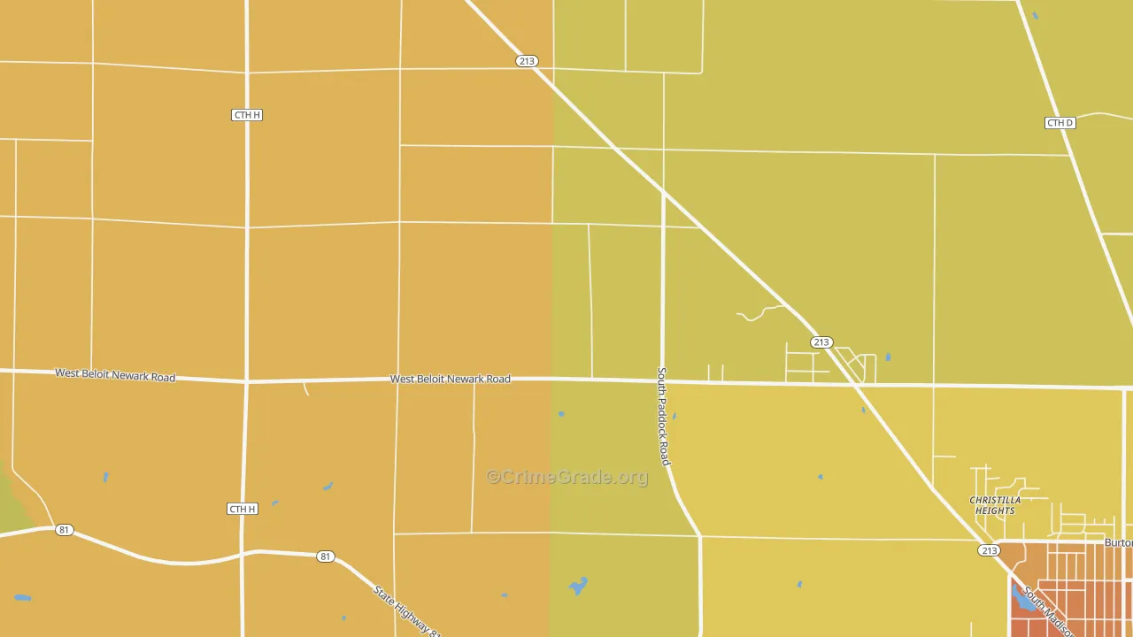 Shopiere, WI Map of Robbery Rates