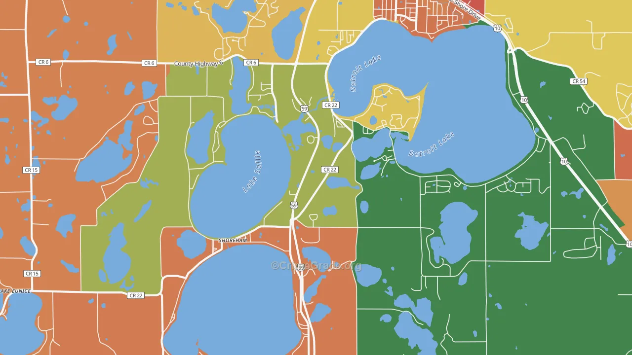 Shoreham, MN Map of Robbery Rates