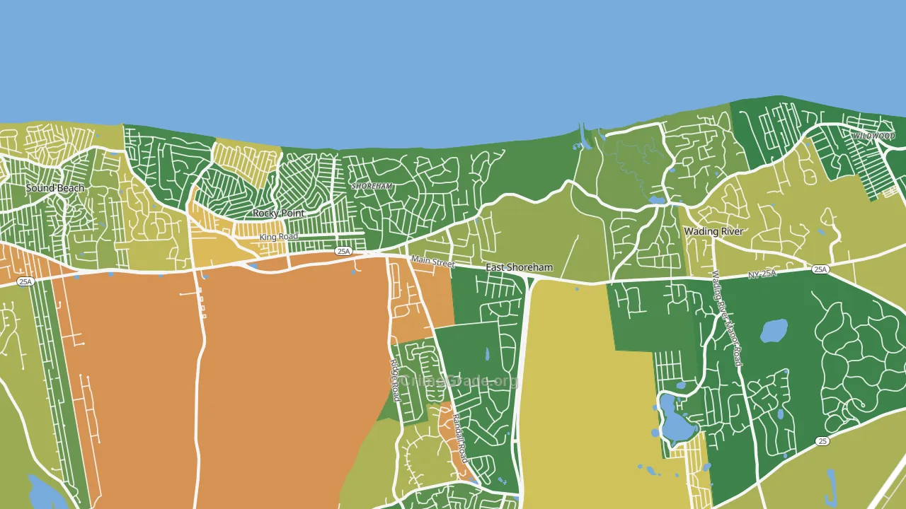 Shoreham, NY Map of Robbery Rates
