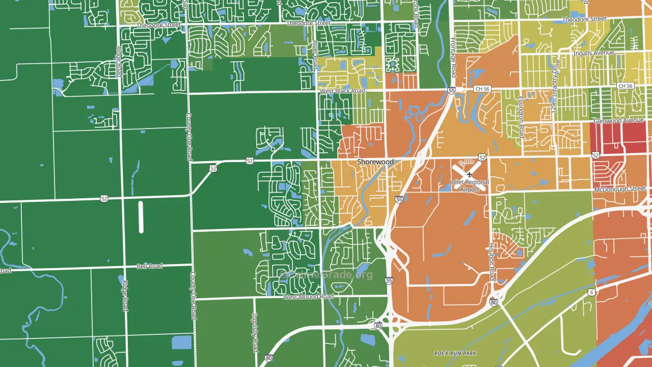 Shorewood, IL Map of Robbery Rates