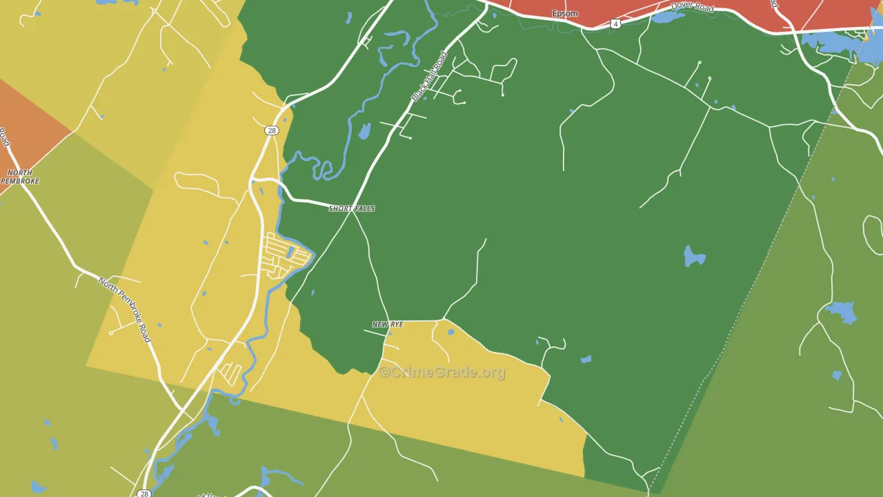 Short Falls, NH Map of Robbery Rates