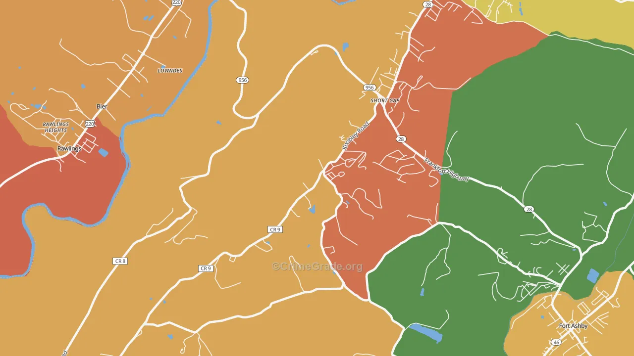 Short Gap, WV Map of Robbery Rates