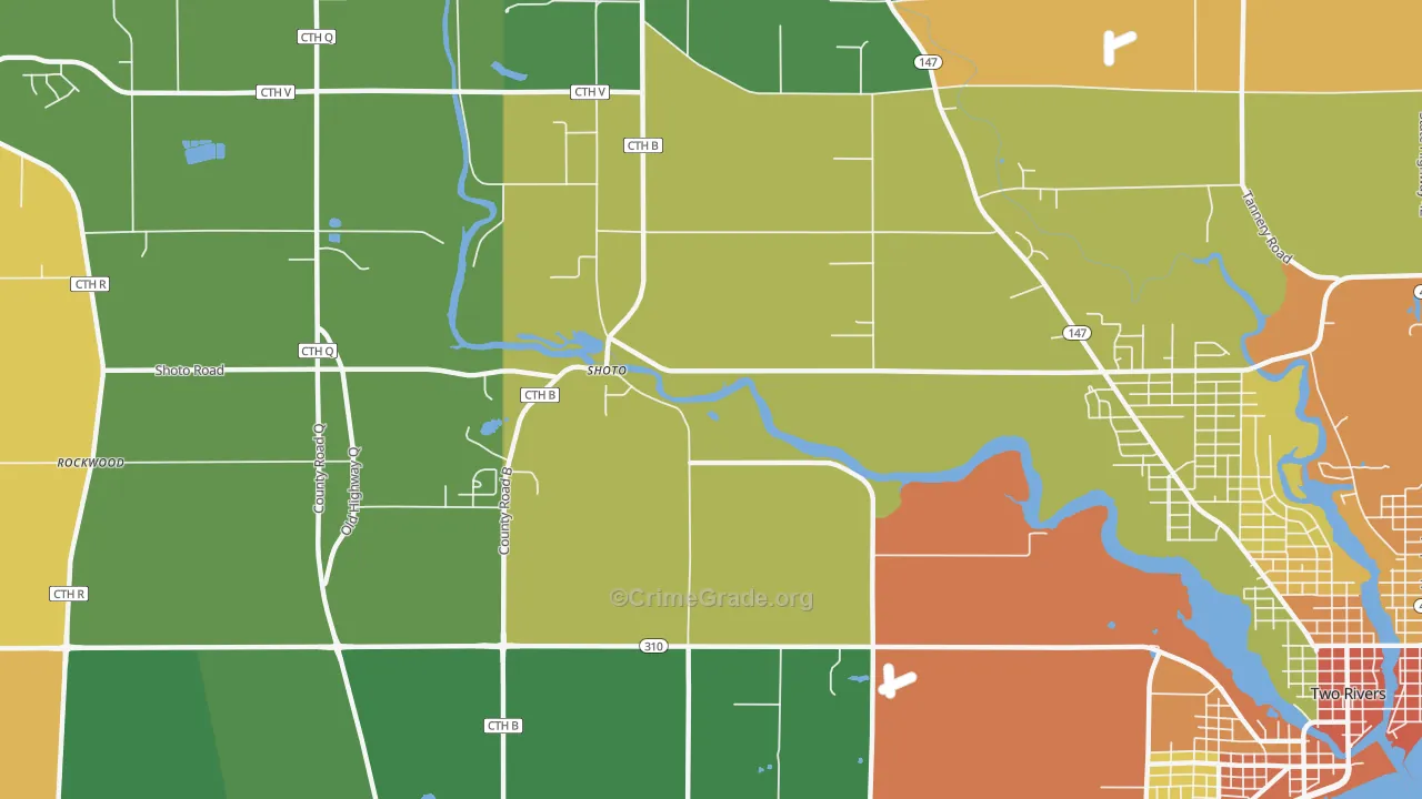 Shoto, WI Map of Robbery Rates
