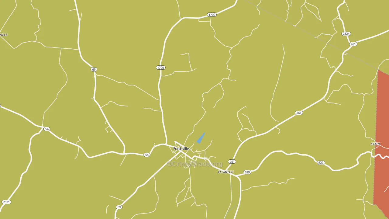 Shreve, KY Map of Robbery Rates