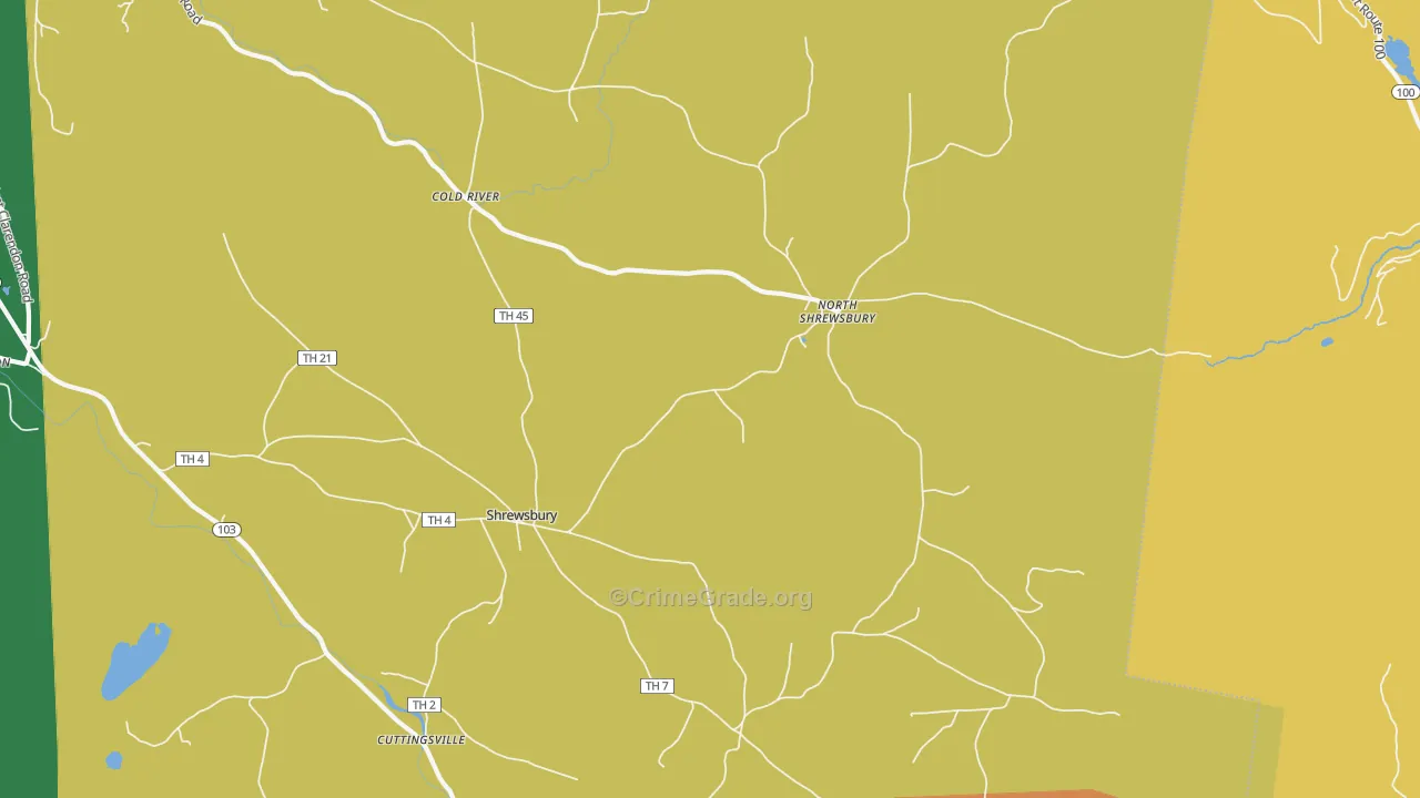 Shrewsbury, VT Map of Robbery Rates