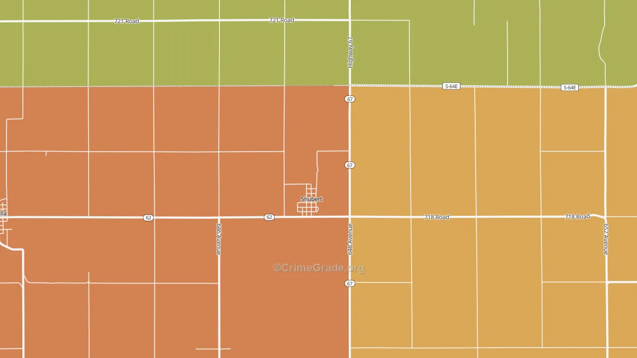 Shubert, NE Map of Robbery Rates