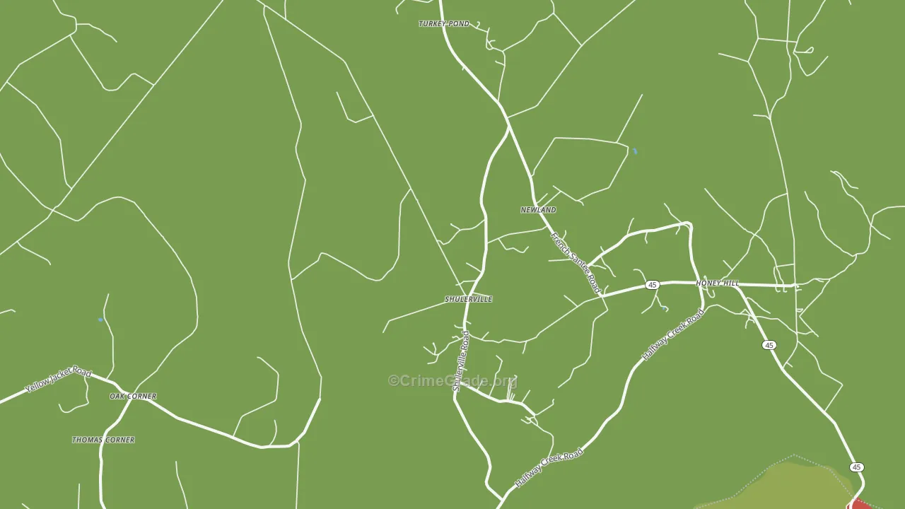 Shulerville, SC Map of Robbery Rates