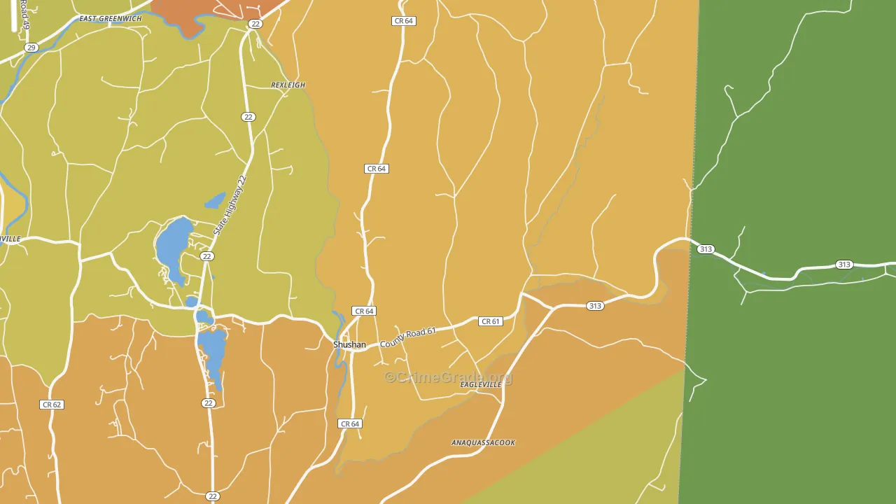 Shushan, NY Map of Robbery Rates