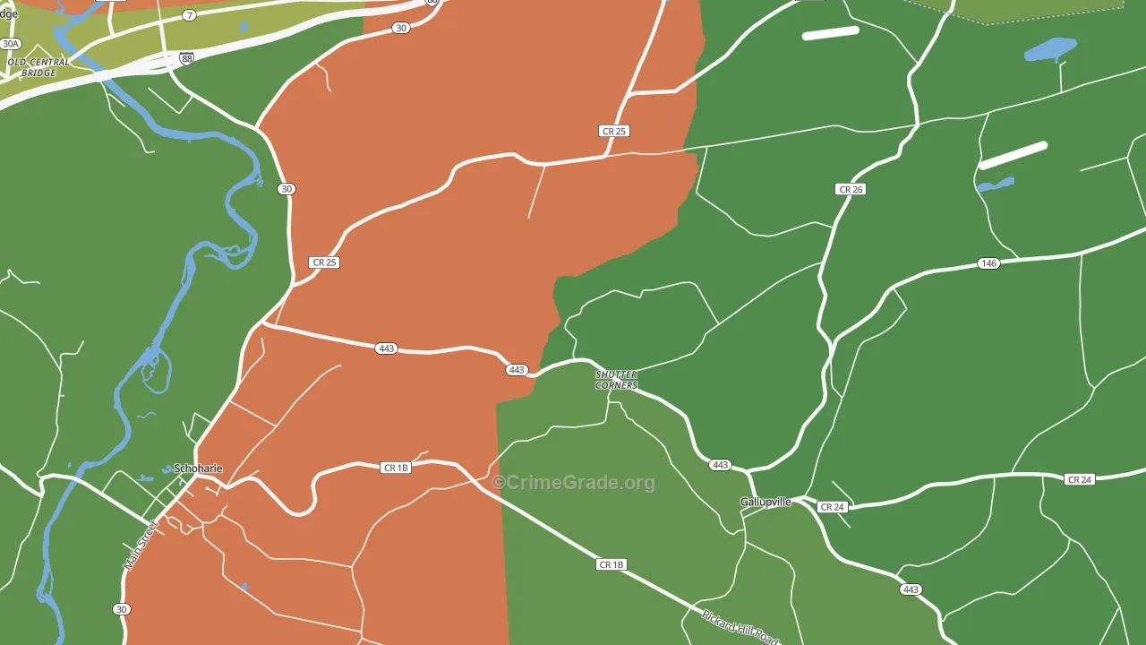 Shutter Corners, NY Map of Robbery Rates