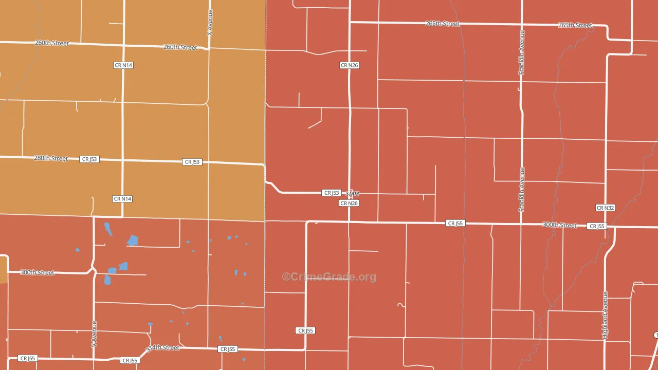 Siam, IA Map of Robbery Rates